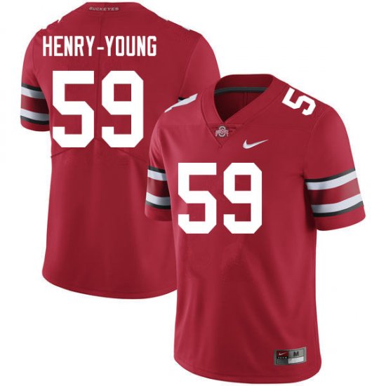 Darrion Henry-Young #59 Ohio State Buckeyes University Embroidery Official Football Jersey -Scarlet Men 73506-172