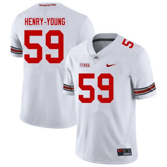 Darrion Henry-Young #59 Ohio State Buckeyes University Embroidery Official Football Jersey -White Men 34230-738