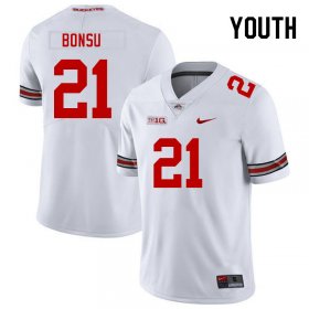 Jayden Bonsu #21 Ohio State Buckeyes Authentic NCAA Football Jersey - White Youth 89513-649