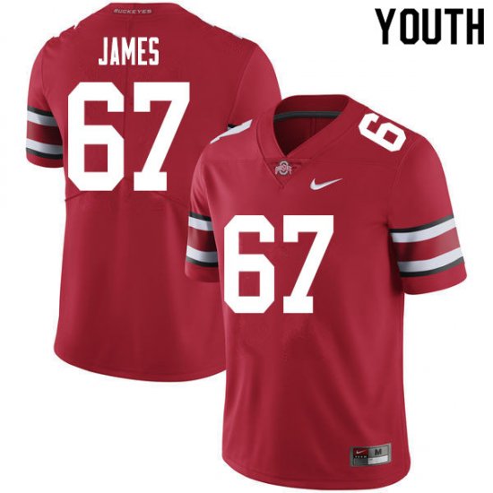 Jakob James #67 Ohio State Buckeyes University Embroidery Official Football Jersey -Red Youth 46188-206