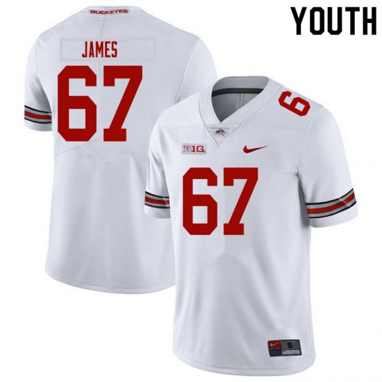 Jakob James #67 Ohio State Buckeyes University Embroidery Official Football Jersey -White Youth 37046-126