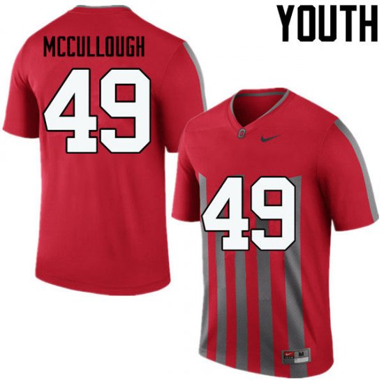 Liam McCullough #49 Ohio State Buckeyes University Embroidery Official Football Jersey -Throwback Youth 64198-826